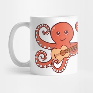 Adorable Octopus Playing Acoustic Guitar Cartoon Mug